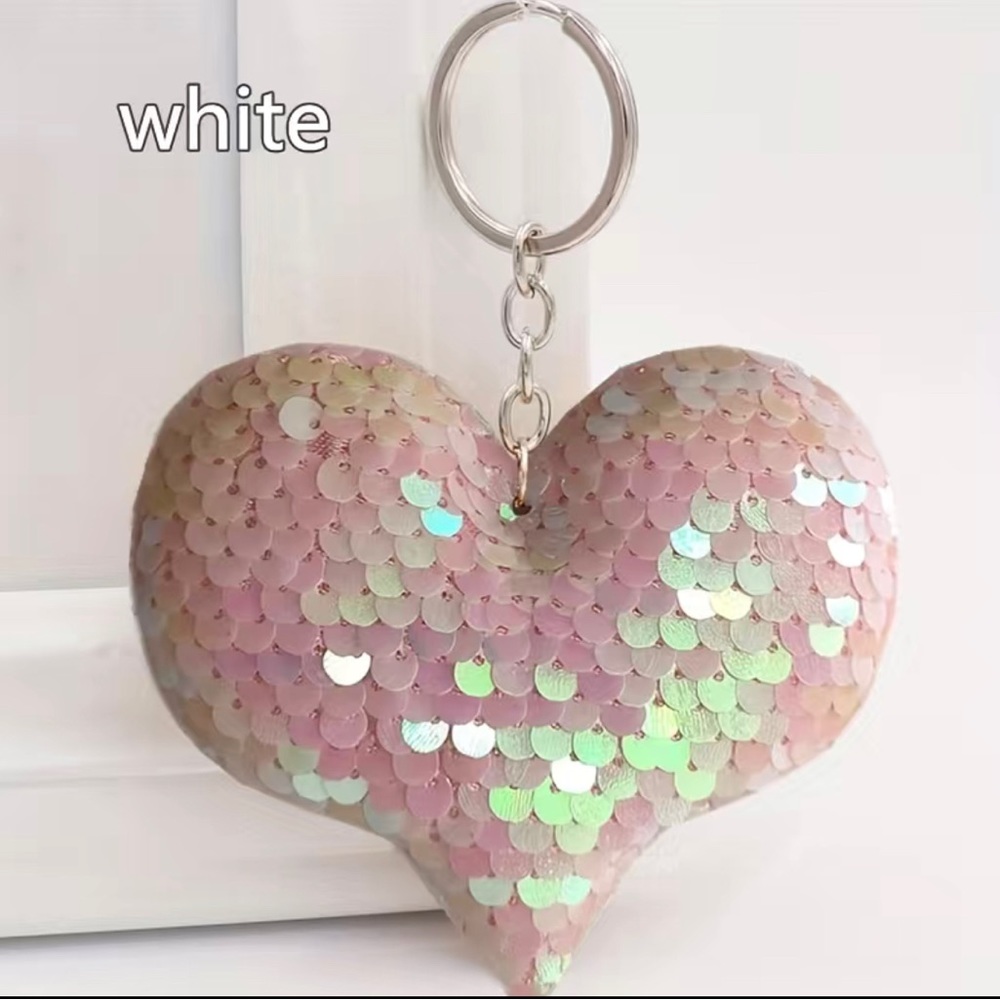 Sequin Love Heart Keychain Bag charm